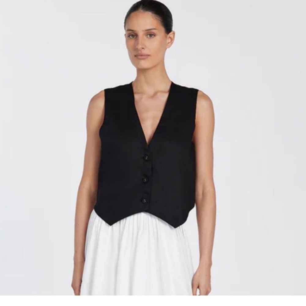 DISSH Black 100% Linen Vest - Picture 2 of 6
